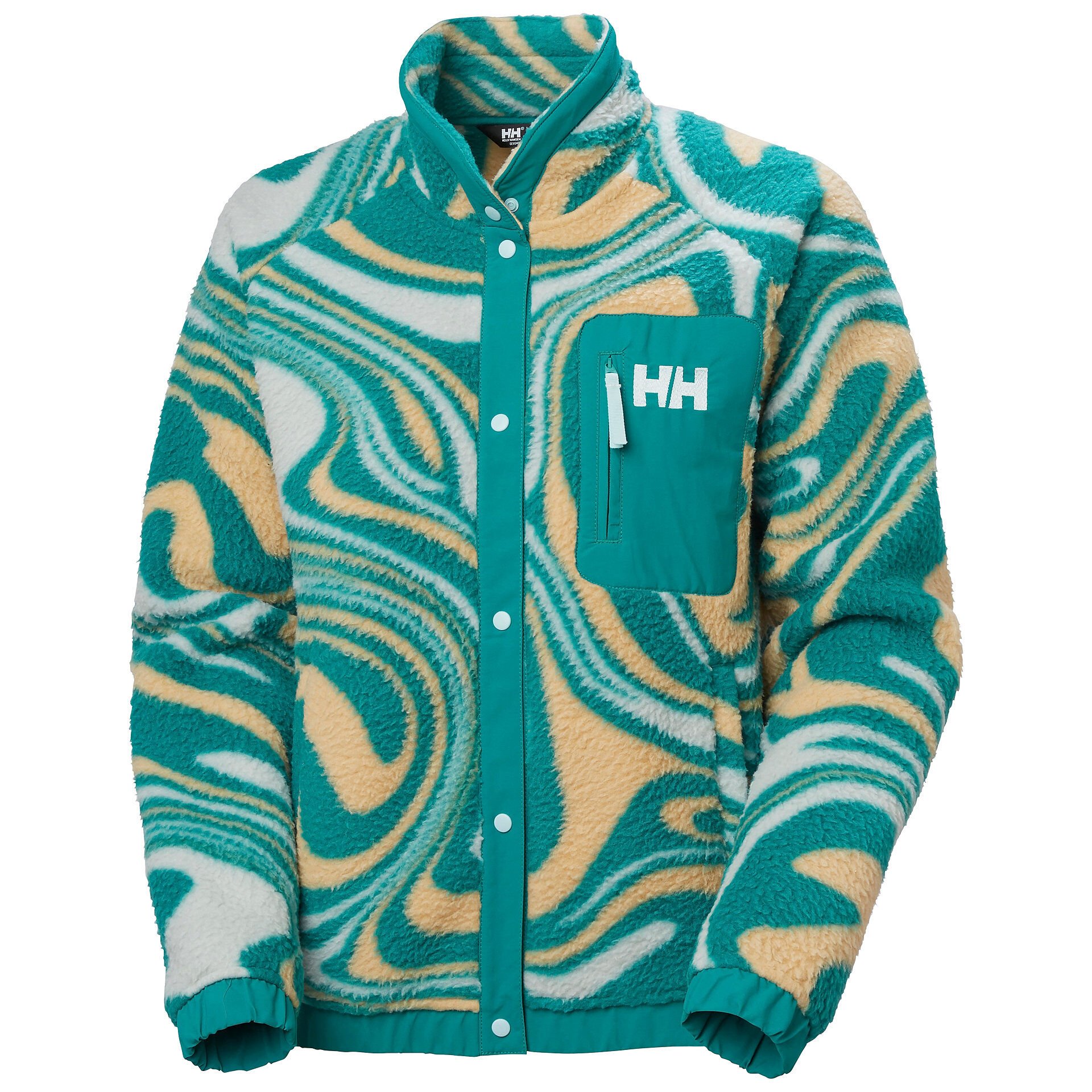 HELLY HANSEN W IMPERIAL PRINTED PILE SNAP MONT S - Turkuaz