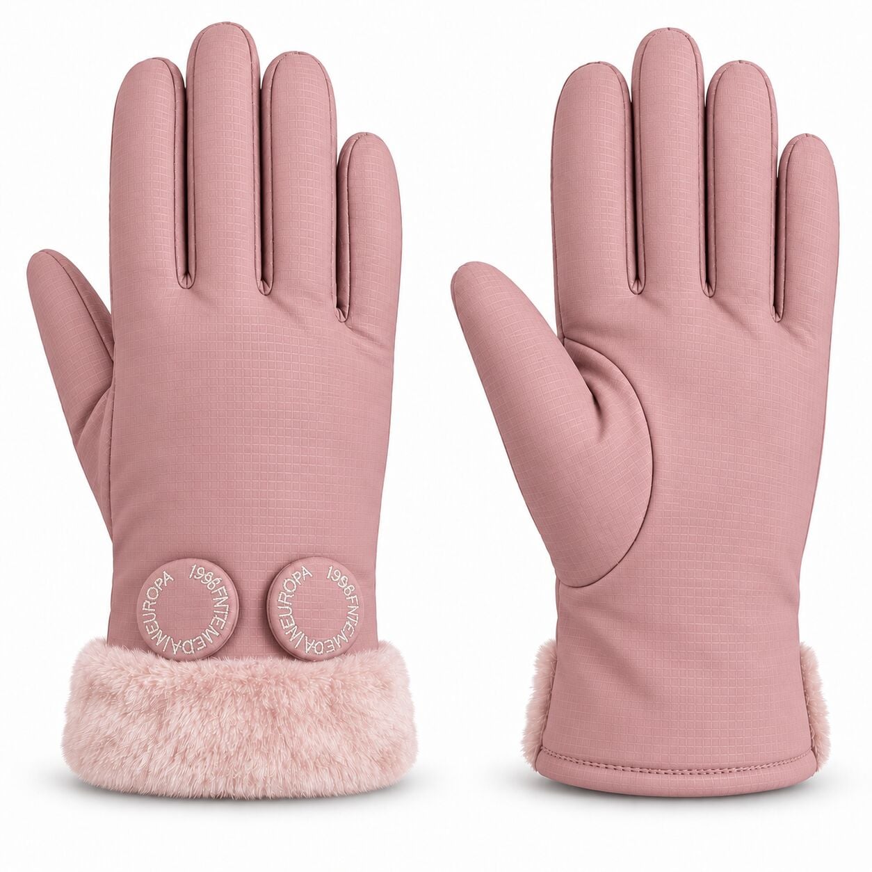 Nora Su Geçirmez Paraşüt Kumaş Polar Astarlı Kadın Kışlık Eldiven Tek Ebat - Pembe